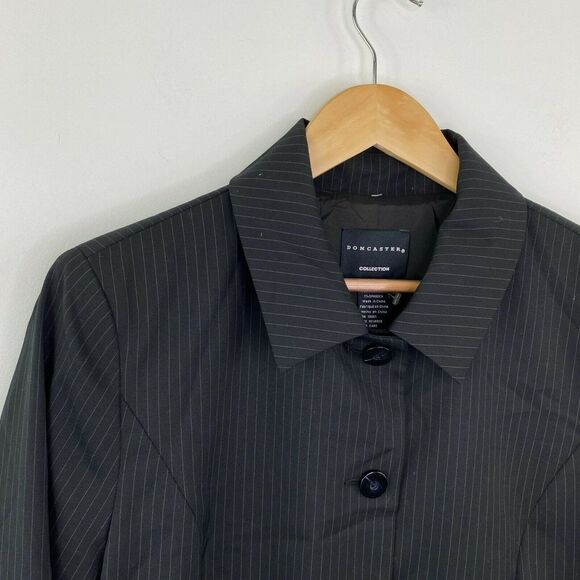 Doncaster Jacket Womens Plus 14 NWT Black Striped Wool Blend Button Down Blazer - Picture 2 of 8